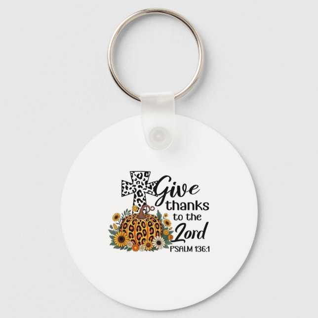 Give Thanks To The Lord Psalm 136_1 Christian Fait Nyckelring (Framsida)