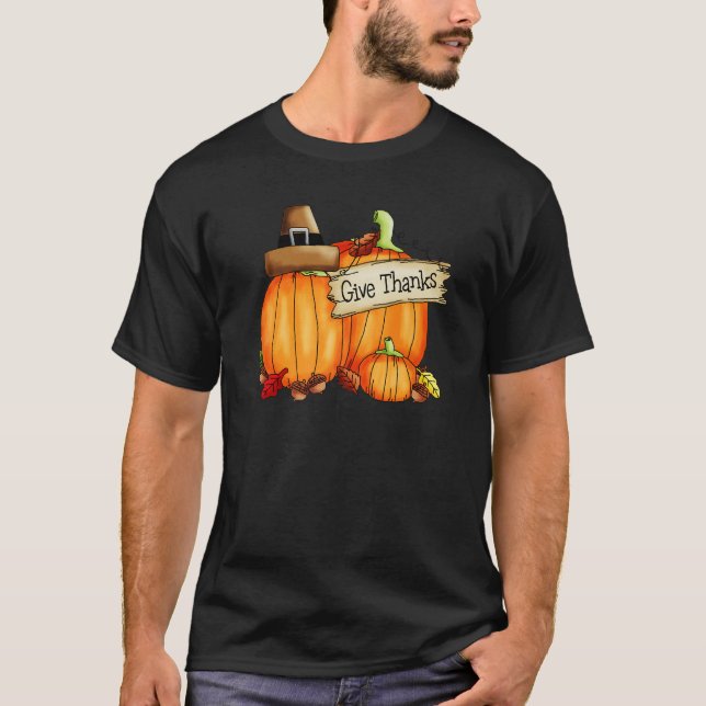 Give Thanks To The Lord Pumpkins T Shirt (Framsida)