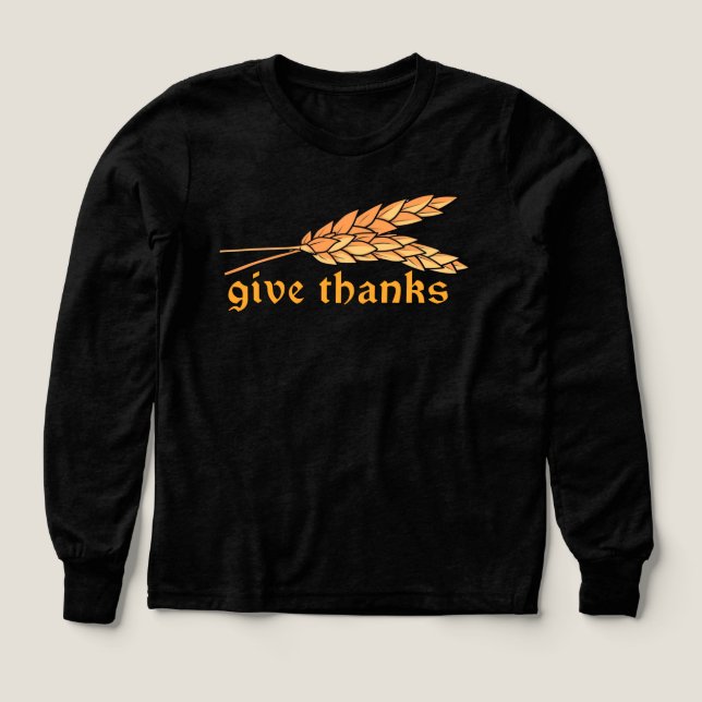 Give thanks wheat stalks  t shirt (Design framsida)