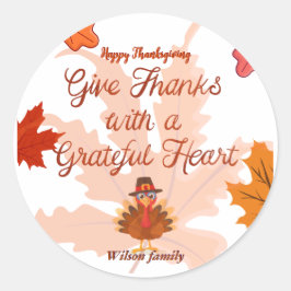Give Thanks With a Grateful Heart Thanksgiving Runt Klistermärke