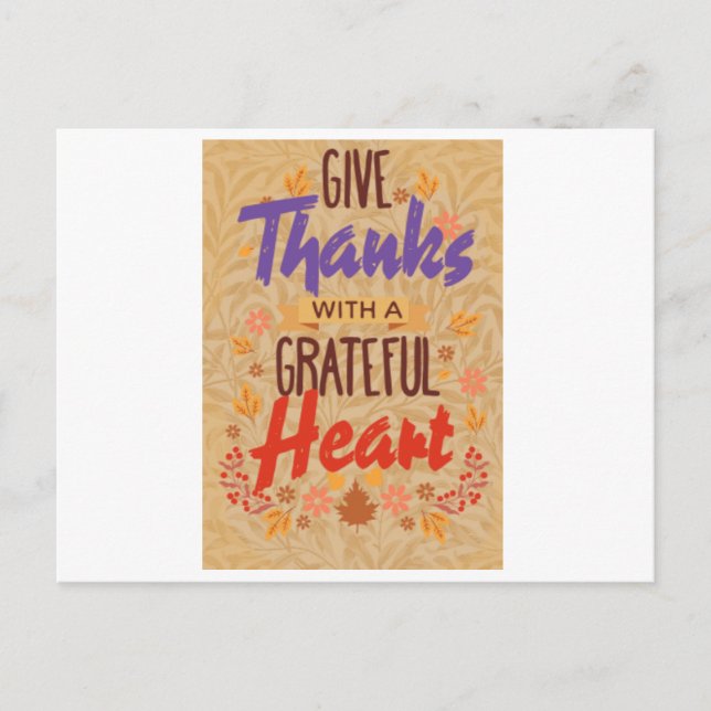 give Thanks with a Grateful Heart Vykort (Framsida)