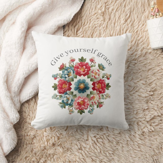 Give Yourself Grace Affirmation Throw Pillow Kudde (Filt)