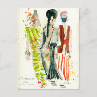 Givenchy Mode Show Paris - mode illustration Vykort