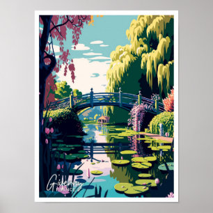 Giverny Frankrike Travel Vintage Illustration Poster