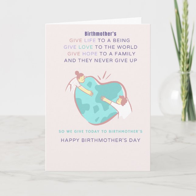Giving back Birthmother's Day Card Kort (Framsida)