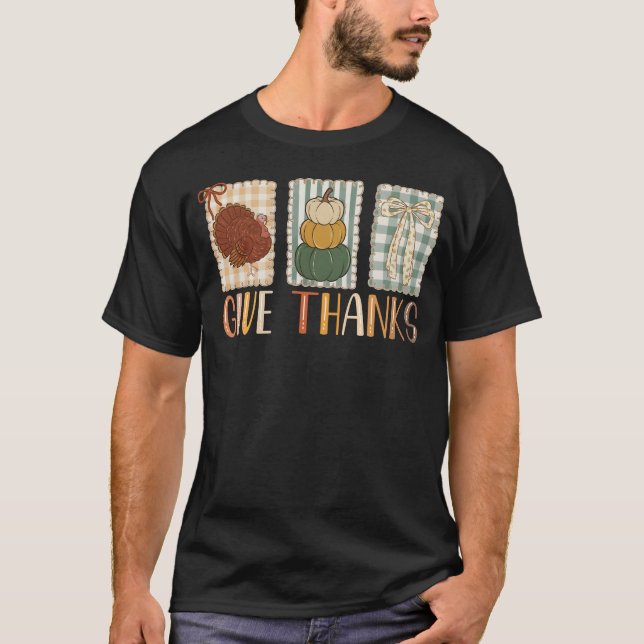 Giving Thanks Coquette Bow Thankful Thanksgiving  T Shirt (Framsida)