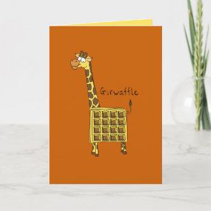 Giwaffle Giraffe Waffle Cute Greeting Card Kort
