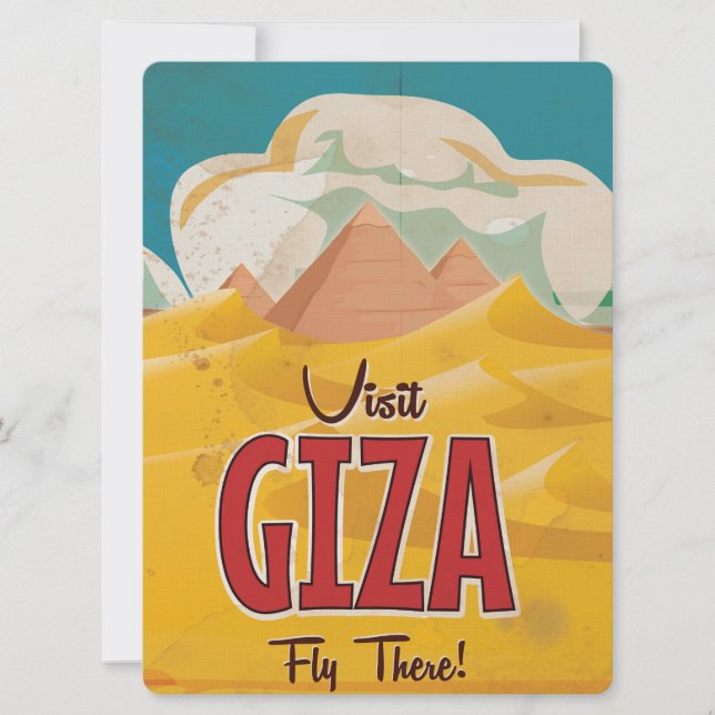 Giza, Egypt Vintage Resemalannons Inbjudningar (Framsida)
