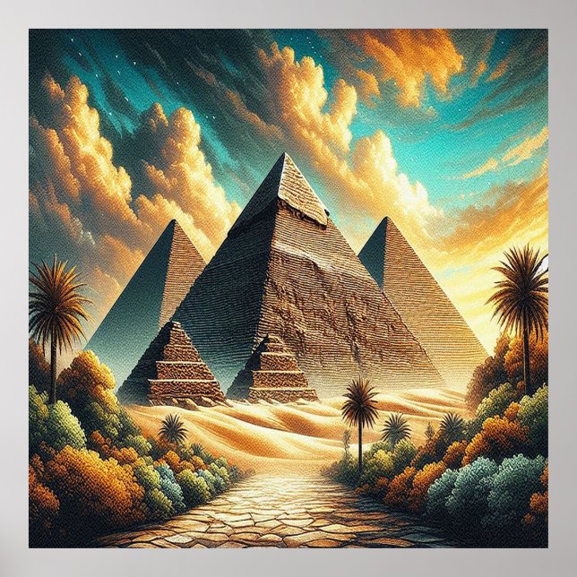 Giza Egypten Travel, Underbara pyramider Poster (Framsidan)