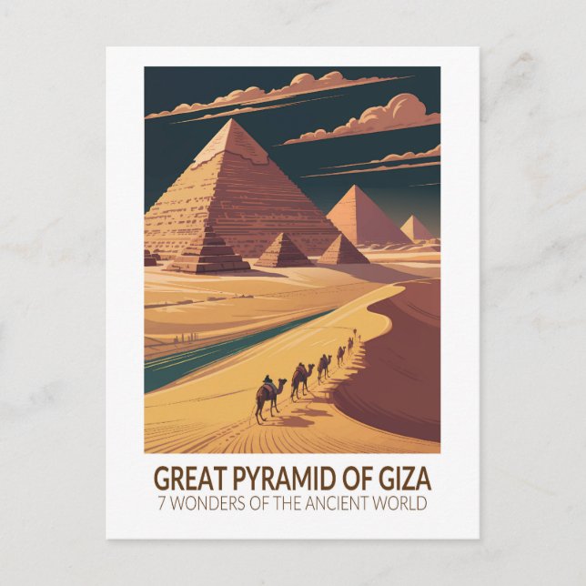 Giza pyramidens sju underverk vykort (Framsida)