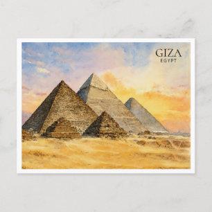 Giza Pyramiderna Egypten Akvarell Resa Postkort Helg Vykort
