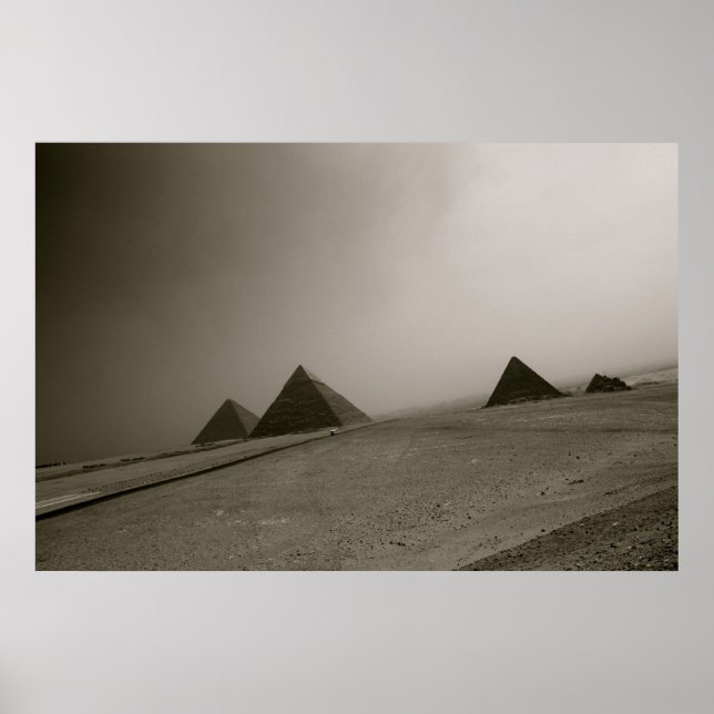 Giza Pyramids Black & White Poster (Framsidan)