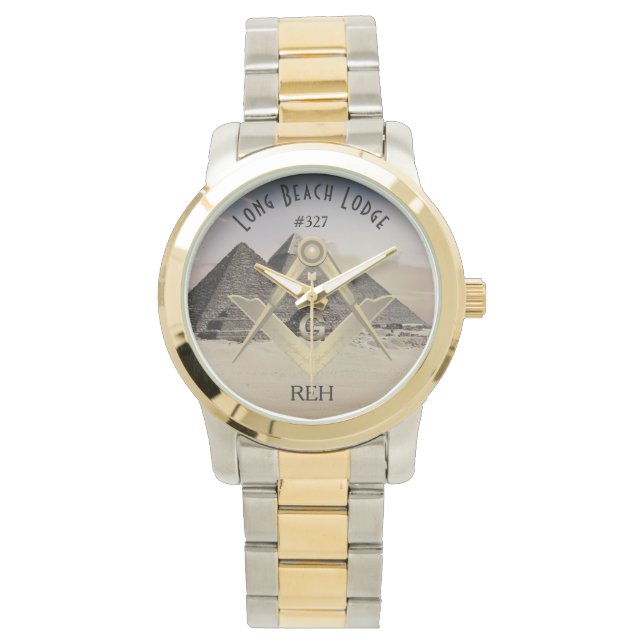Giza Pyramids Masonic Monogrammed Watch Armbandsur (Framsida)
