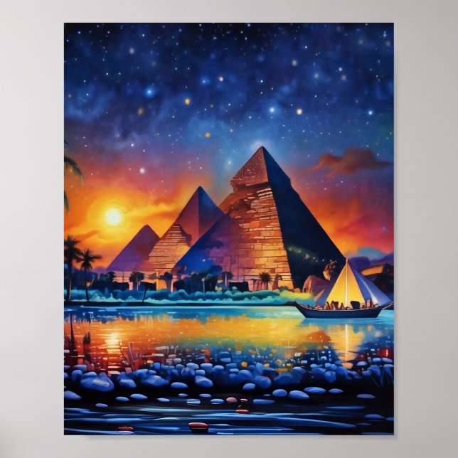 Giza pyramids Skriv ut, Poster Pappert (projektion (Framsidan)