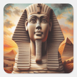 Giza Sfinkshuvud med pyramiderna Egypten Resa Fyrkantigt Klistermärke
