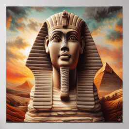 Giza Sfinkshuvud med pyramiderna Egypten Resa Poster