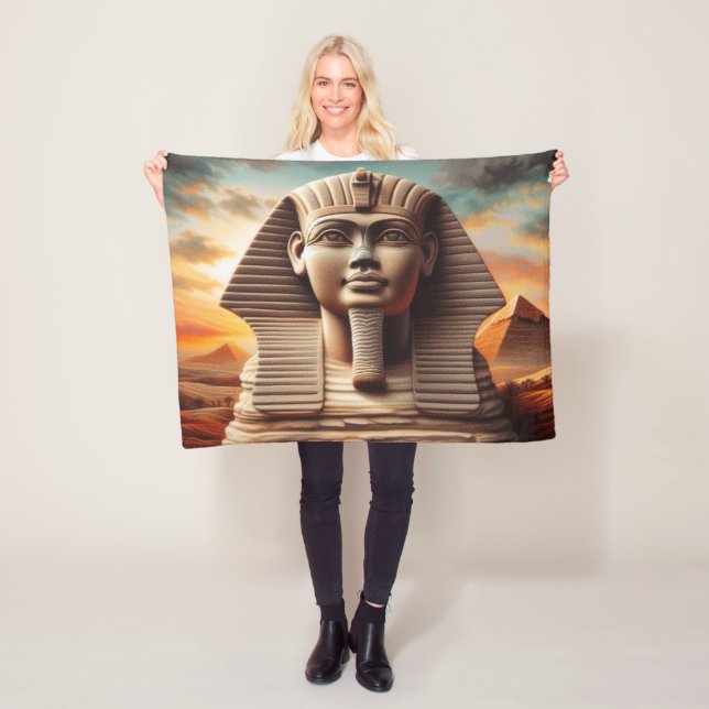 Giza Sphinx Head med Pyramids Egypten Travel Fleecefilt (På plats)