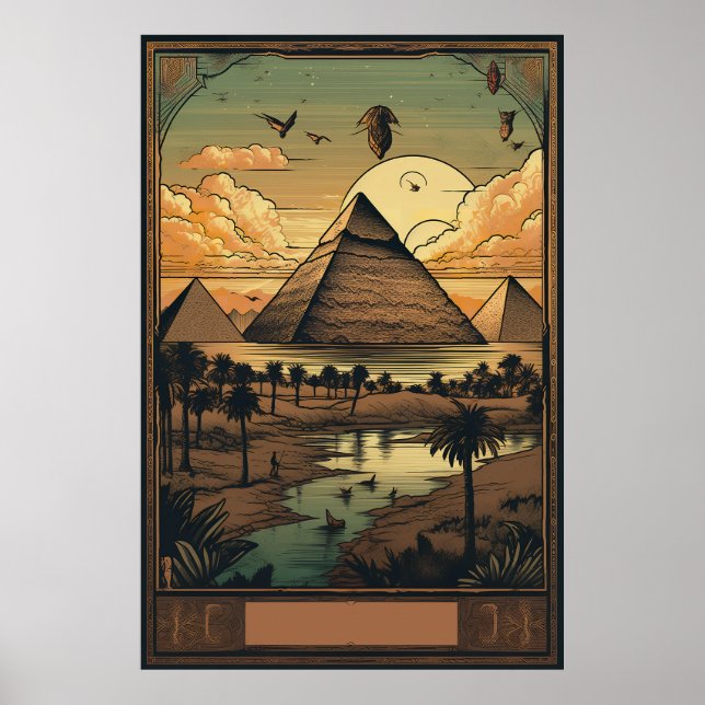 Giza Travel Print, Giza - Egypten Travel Gift Poster (Framsidan)