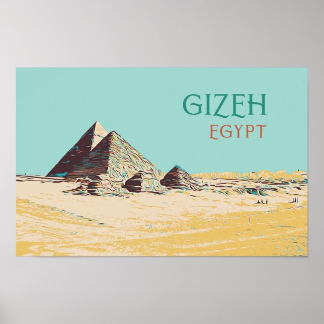 Gizeh, Pyramids illustration Egypten Postcard Poster (Framsidan)
