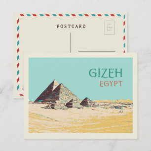 Gizeh, Pyramids illustration Egypten Postcard Vykort