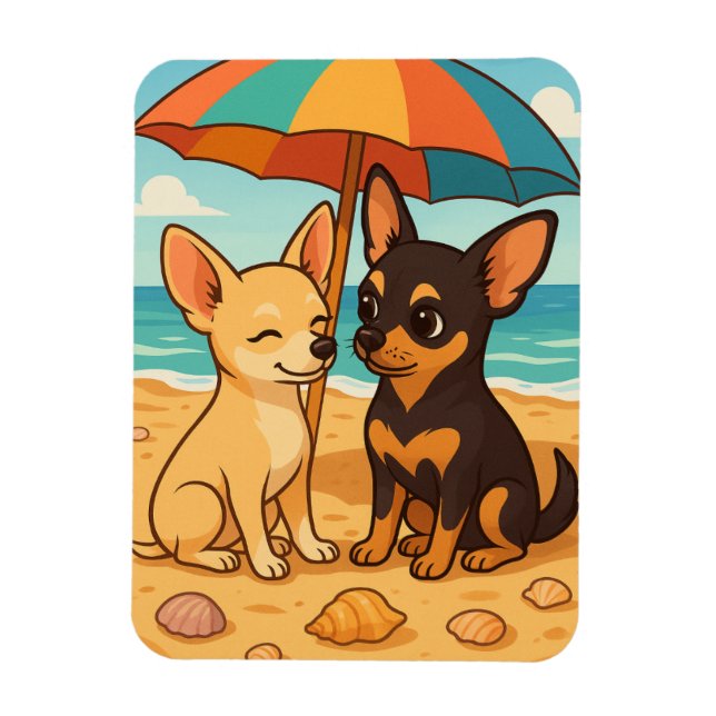 Gizmo in Love – Beach Day with His Sweetheart Magnet (Vertikal)