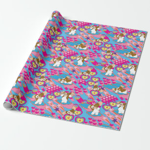 Gizmo   Rosa Peace & Kärlek Mönster Presentpapper