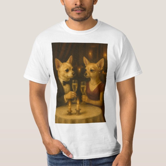 Gizmo’s Romantic Dinner – Champagne & Love T Shirt (Framsida)