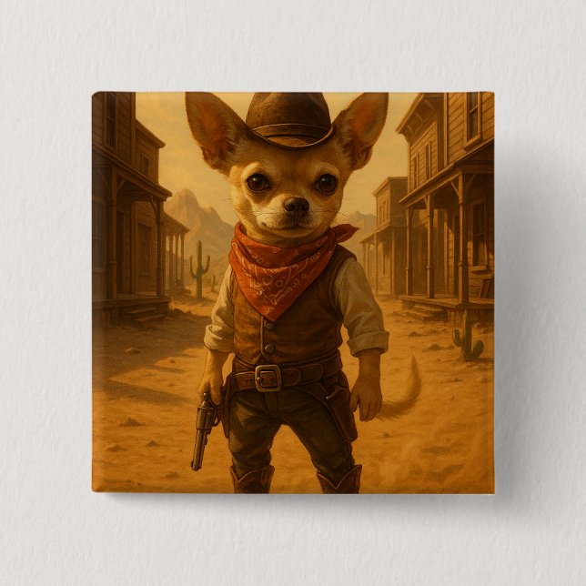 Gizmo the Cowboy – Chihuahua Western Duel Knapp (Framsida)