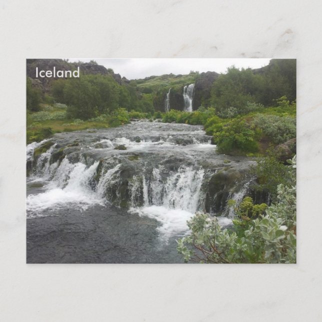 Gjáin-vattenfallet i Þjórsárdalur valley, Islandet Vykort (Framsida)