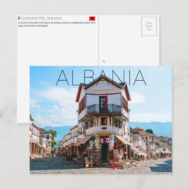 Gjirokastër, Albanien Resebrevkort Vykort (Fram/baksida)