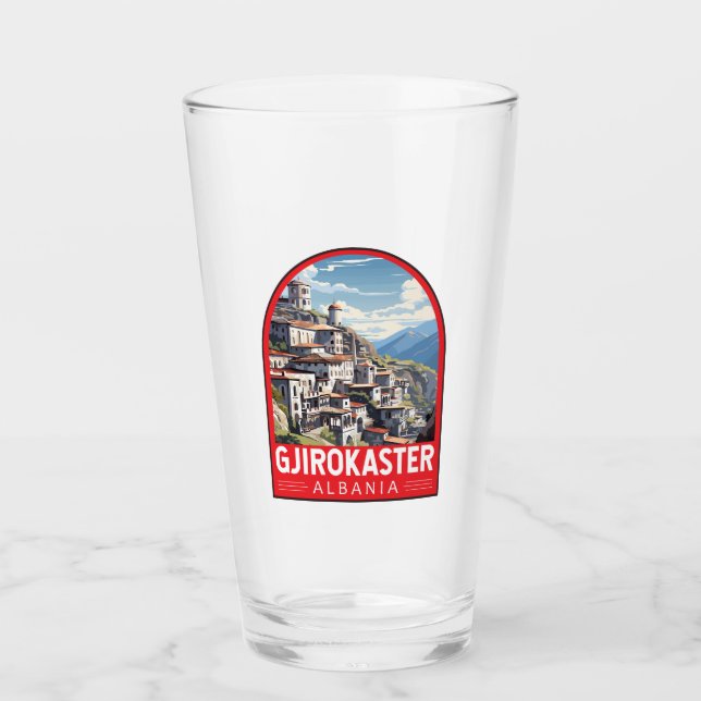 Gjirokaster Albanien Travel Art Vintage Glaskopp (Framsida)