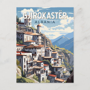 Gjirokaster Albanien Travel Art Vintage Vykort