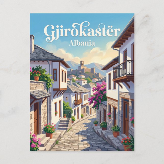 Gjirokaster Gamla Stan Gränd Albanien Vykort (Framsida)