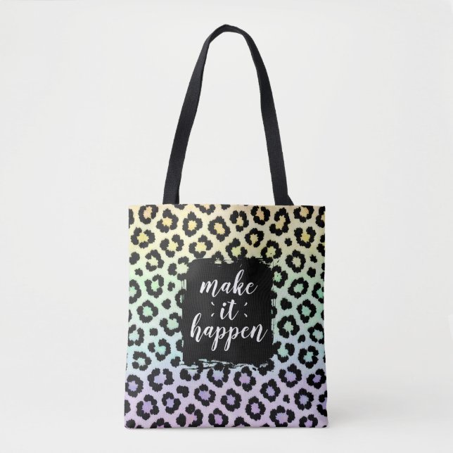 Gjør Det Hända Pastell Leopardtryck Totebag Tygkasse (Framsida)