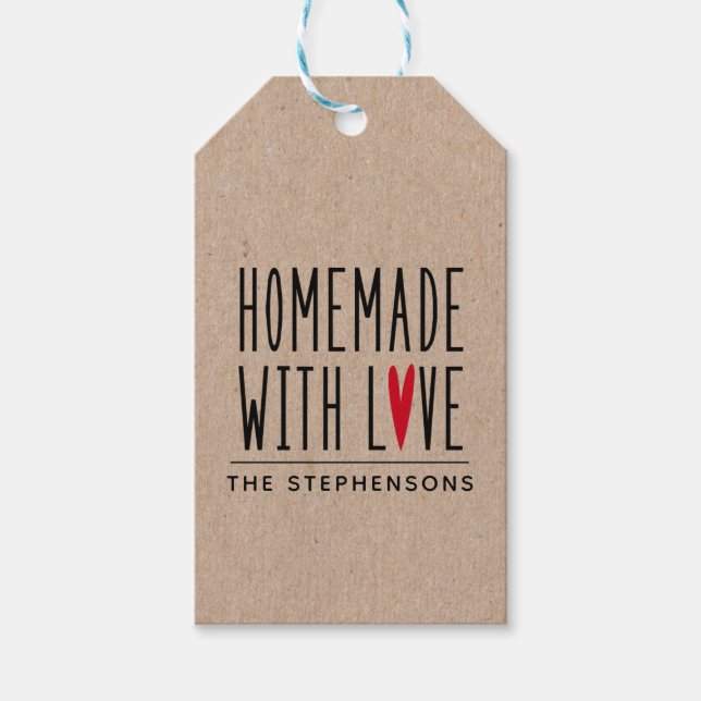 Gjord med kärlek presenttaggar presentetikett (Framsidan)