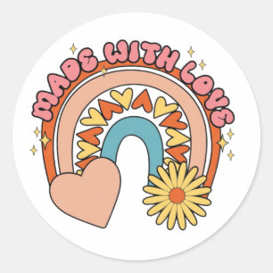 gjord med kärlek runt klistermärke