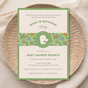 Gjorda i Michigan Skogsdjur Baby Shower Inbjudningar