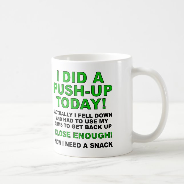Gjorde A Push-Up Rolig Mugg eller Resemugg (Höger)