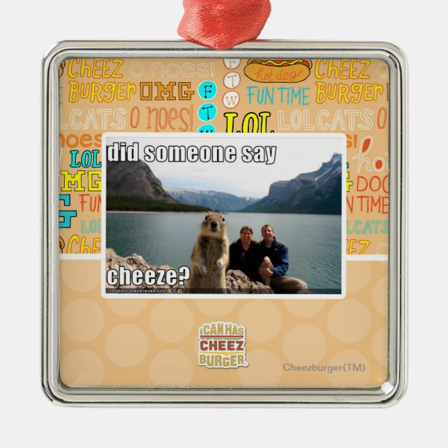 Gjorde någon något att sägacheeze? julgransprydnad metall (Framsidan)