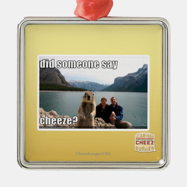 Gjorde någon något att sägacheeze? julgransprydnad metall (Framsidan)