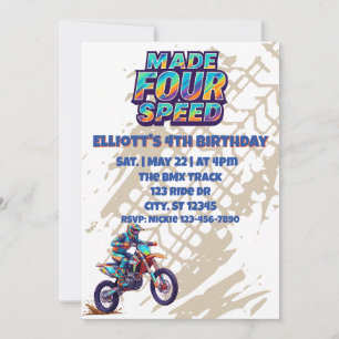 Gjort FYRA hastighet, dirt bike 4-årsdag Inbjudningar