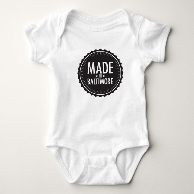 Gjort i Baltimore bebisbodysuit T-shirt (Framsida)