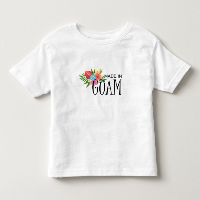 Gjort i Guam med blommor T Shirt (Framsida)