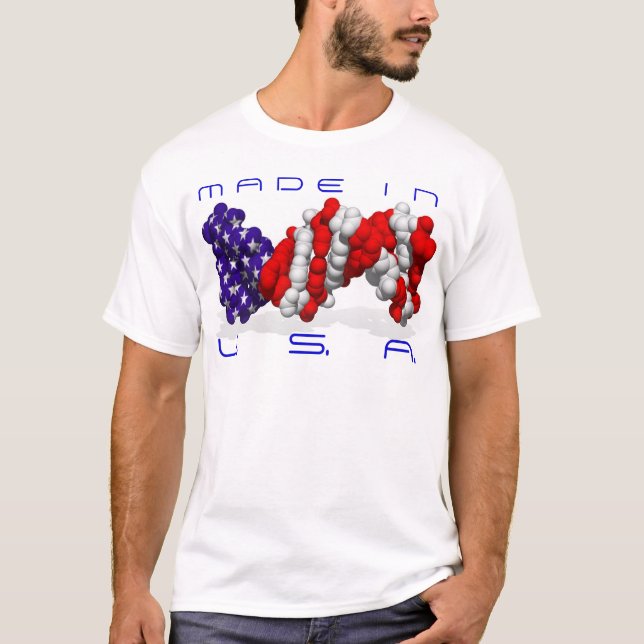 Gjort i USA DNA? - text är anpassadet T-shirt (Framsida)