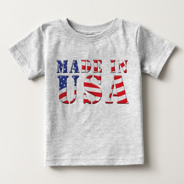 Gjort i USA rött vitt blått patriotiska färger T-shirt (Framsida)