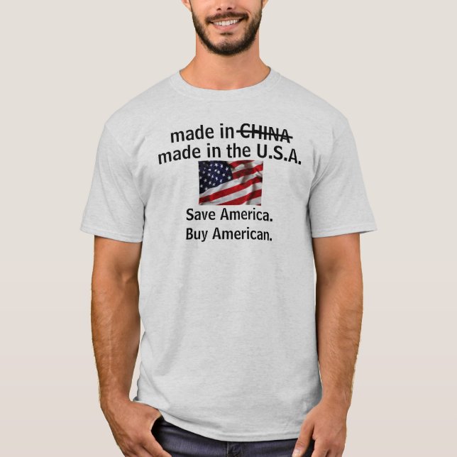 Gjort i USA-servicen Amerika. Köpamerikan T-shirt (Framsida)
