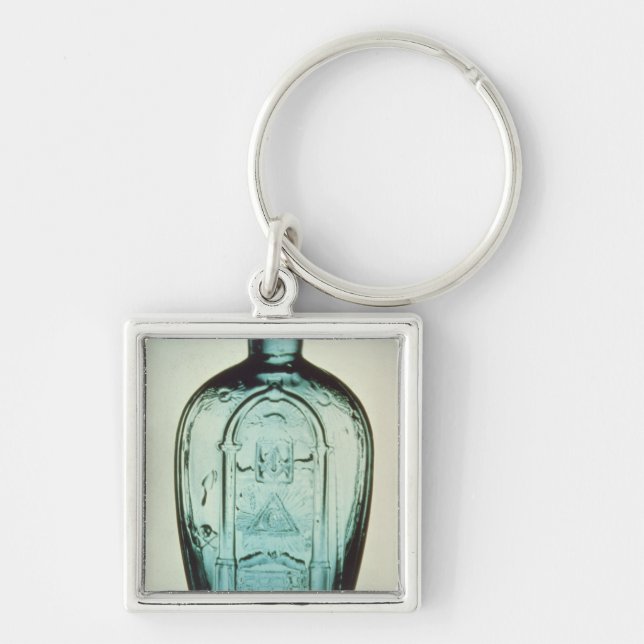 Gjuta-blåst masonic flaska fyrkantig silverfärgad nyckelring (Framsidan)