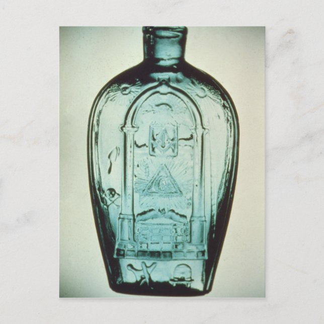Gjuta-blåst masonic flaska vykort (Framsida)