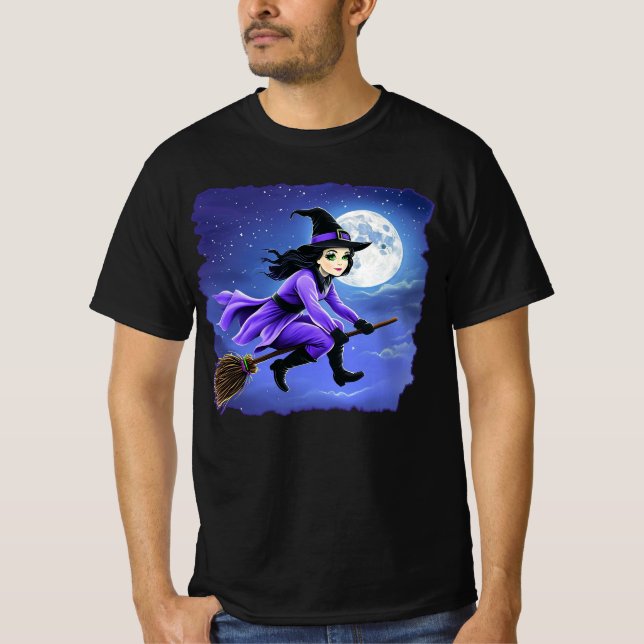 Gjutflygning med brom - Wicca Halloween 1 T Shirt (Framsida)