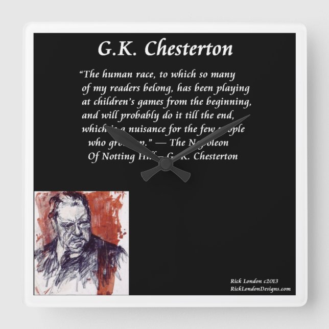 GK Chesterton Fyrkantig Väggklocka (Framsida)